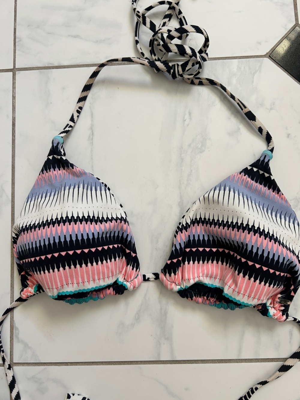 Women’s Multicolor Patterned Triangle Bikini Top - Brand Not Shown